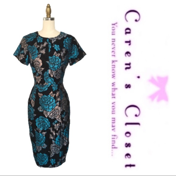 ASOS Metalic Floral Brocade Sheath Dress - Picture 2 of 8